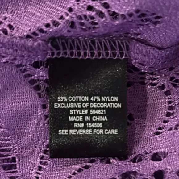 Colleen Lopez Purple Lace Long Sleeve Kimono Size Petite Medium Beach Summer - Picture 7 of 9